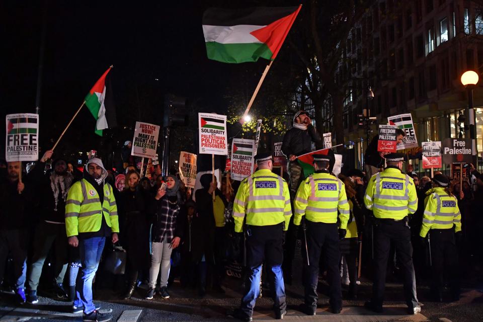  Police were called to the protest in London