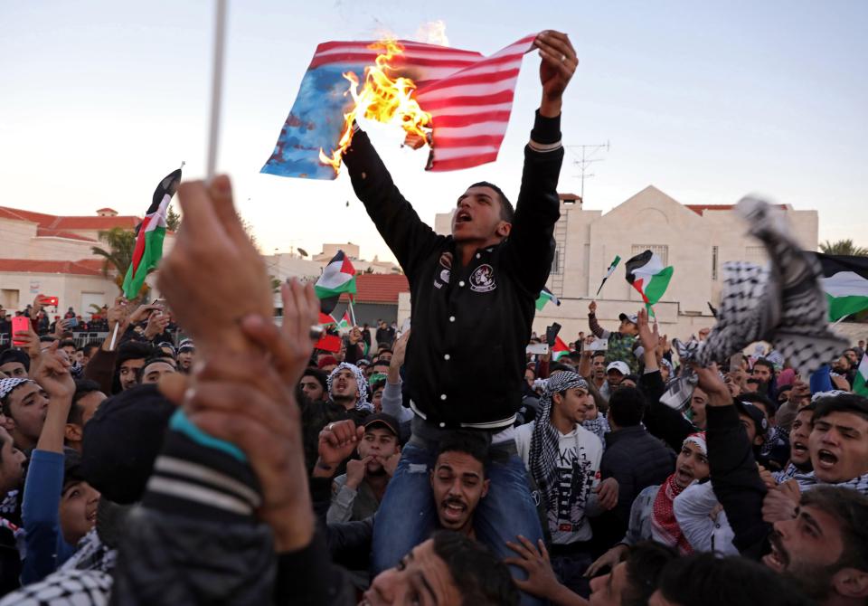  Thousands turned out in Jordan and took to the streets to protest the US's decision