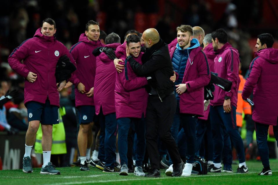  Pep Guardiola and his coaching staff masterminded a 2-1 victory at Old Trafford