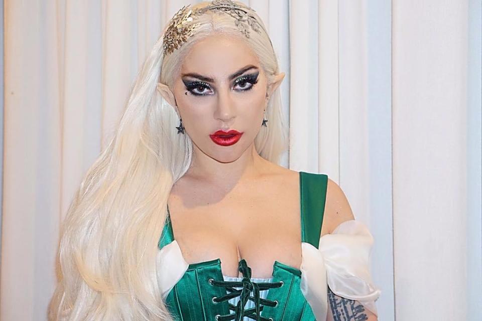  Lady Gaga dressed up like an elf last month for her Christmas party