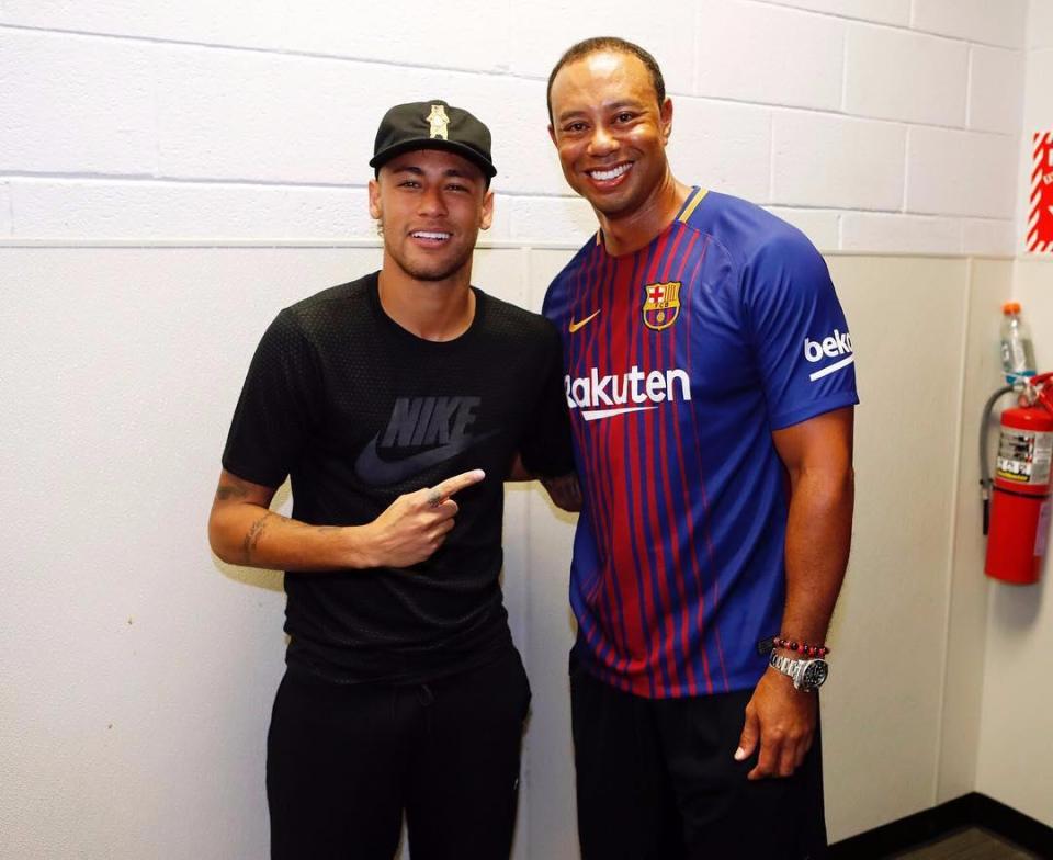 Neymar even met Tiger Woods earlier this year, after Barcelona beat Real Madrid 3-2