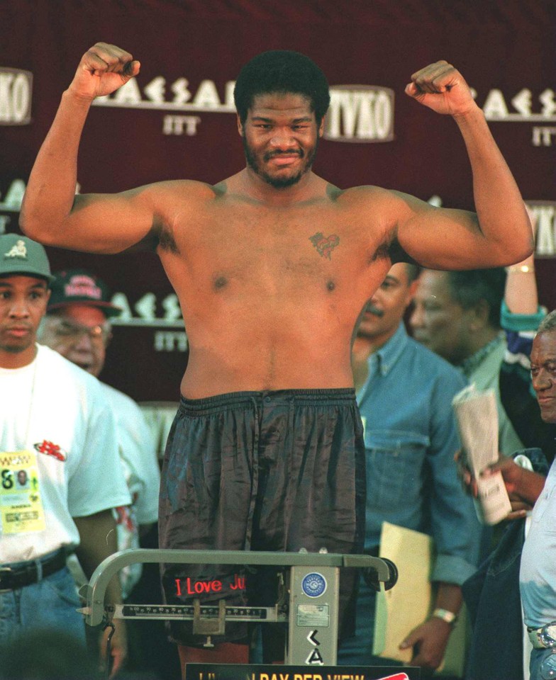 Riddick Bowe looking much slimmer ahead of his fight with Evander Holyfield in 1995