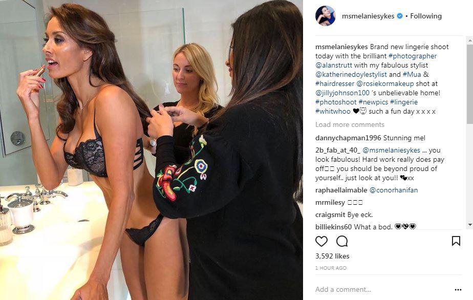 Melanie Sykes has shared a behind-the-scenes snap of her latest shoot