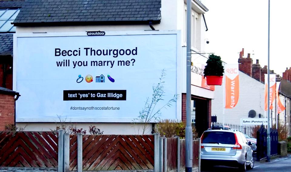  Airoutdoor, a billboard advertising company, were happy to play a small part in the engagement