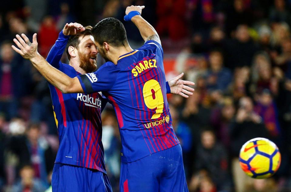  Lionel Messi and Luis Suarez celebrated their goals