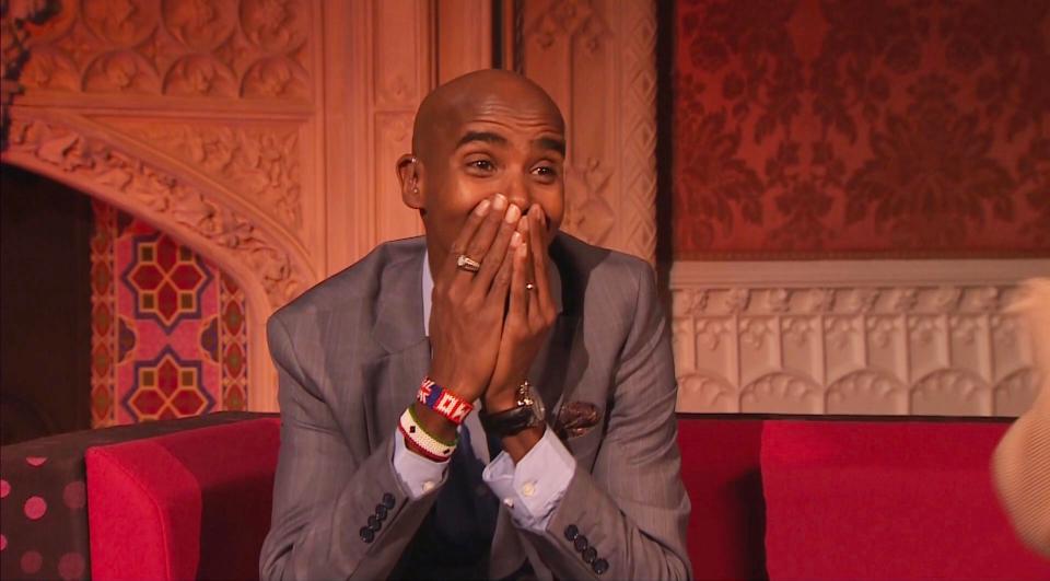  British athlete Mo Farah reacts after winning the BBC Sports Personality of the Year award