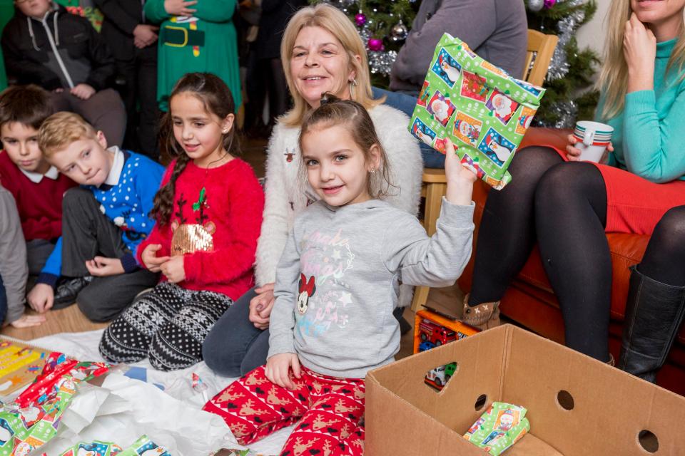 Santa . . with Nancy, left, & Florence