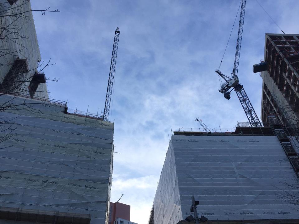  Construction is well underway on the buildings which will be spanned by the sky pool