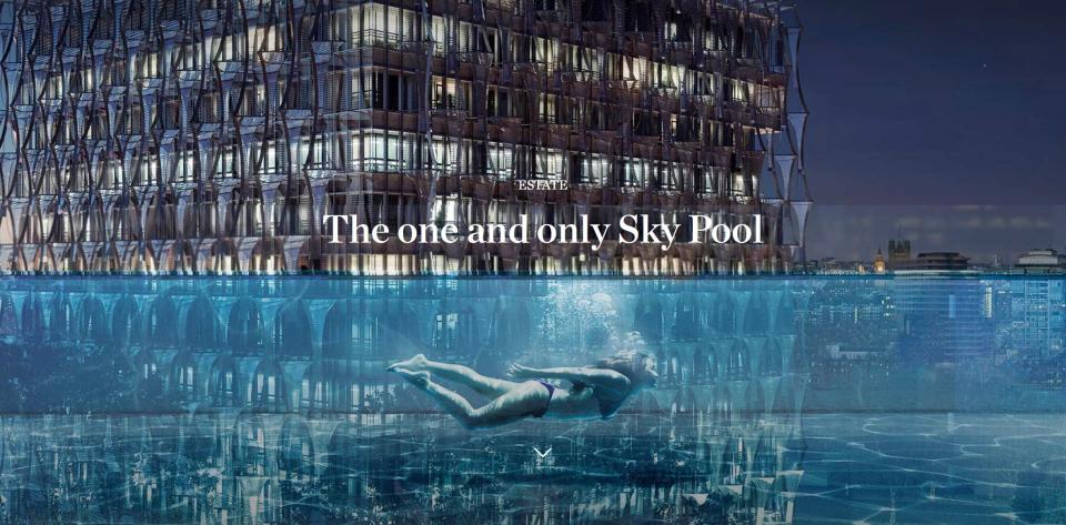  Made entirely of 20cm-thick glass, developers have said swimming in it 'will make you feel like you’re floating on air'