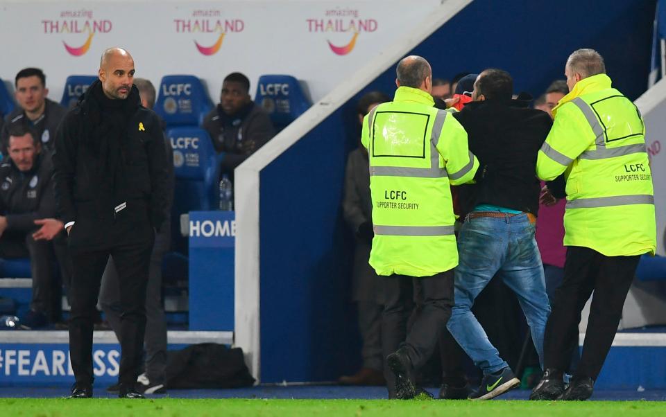  The pitch invader got within a few feet of the Spaniard