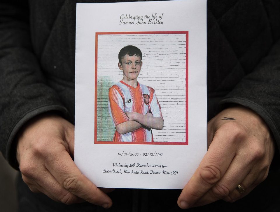  Sam Berkley is seen in his football kit for Hattersley FC, the team he played for