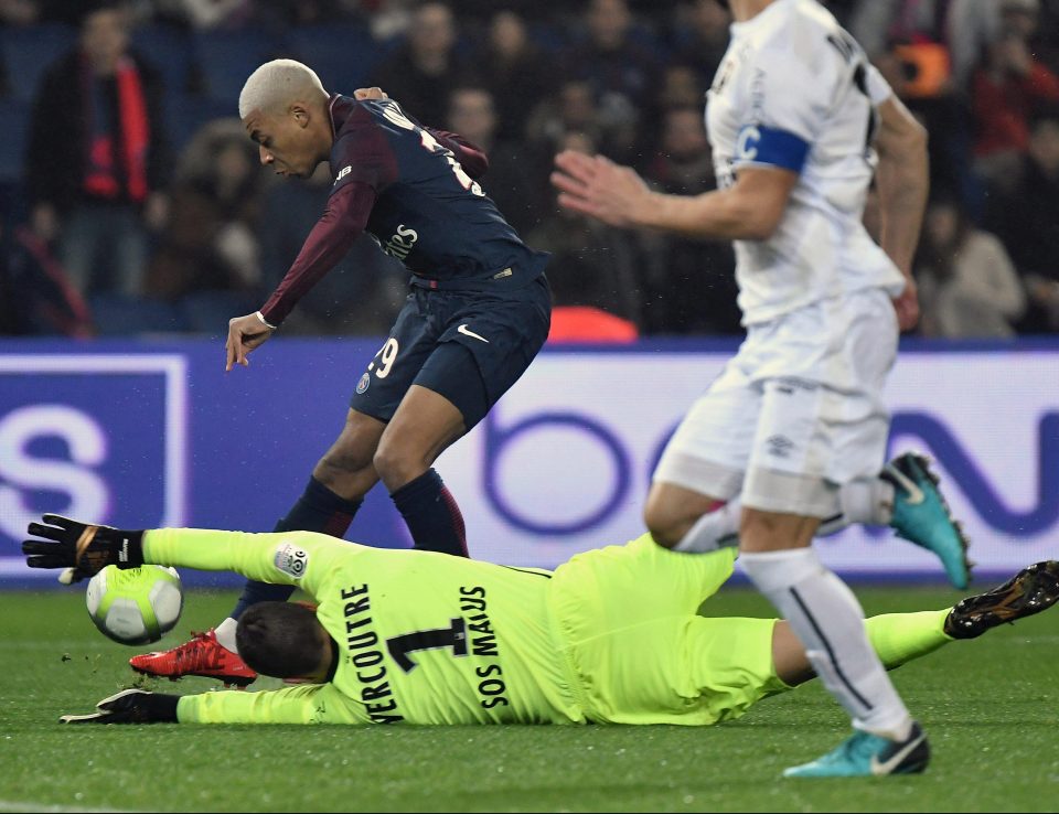 Kylian Mbappe shows off his new hairstyle as he notched another goal for PSG