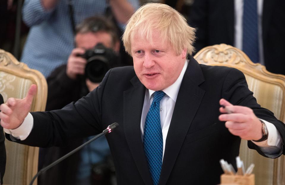  Boris gesticulating during a summit with Mr Lavrov