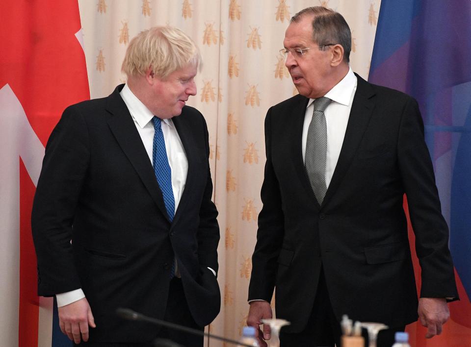  Boris Johnson facing off with Russian foreign minister Sergei Lavrov