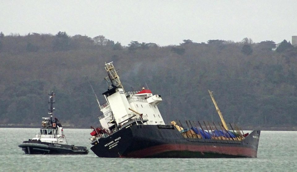 The 2,500-tonne Mekhanik Yartsev began sinking with 13 crew members aboard 