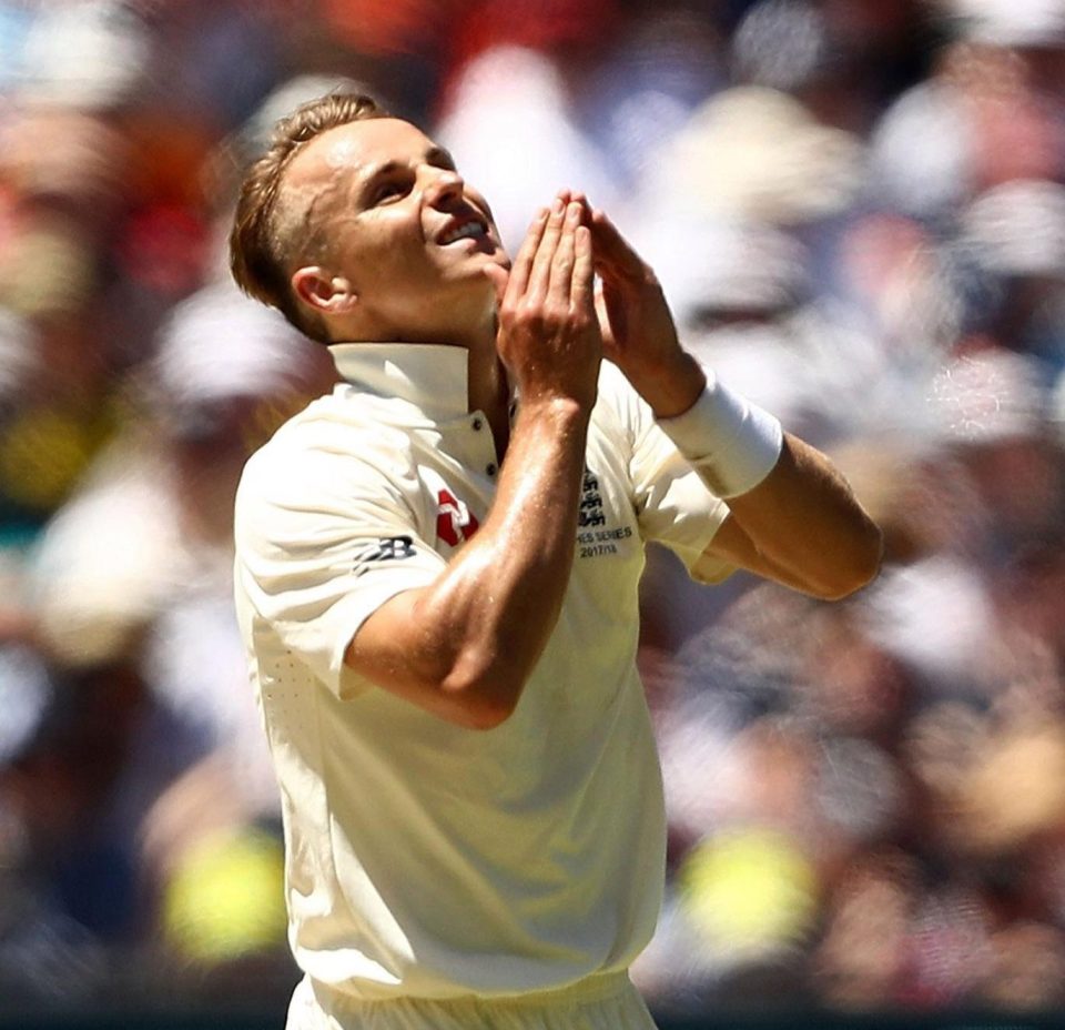 Curran celebrates his first Test wicket