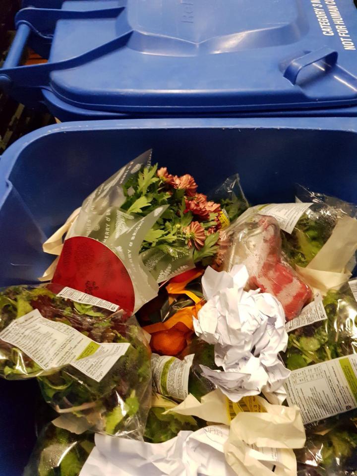 Seven wheelie bins were filled at a store before closing for Christmas Day and Boxing Day