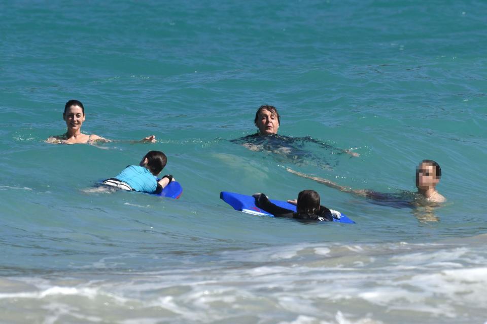  The Beatles icon went for a swim with wife Nancy Shevell and his grandchildren