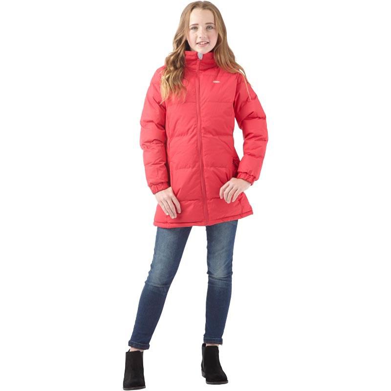 Trespass Girls Tiffy long padded hooded jacket in raspberry 