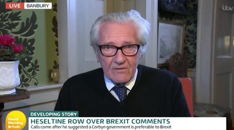  Lord Heseltine previously said he won't leave the Tory party despite a row over Brexit