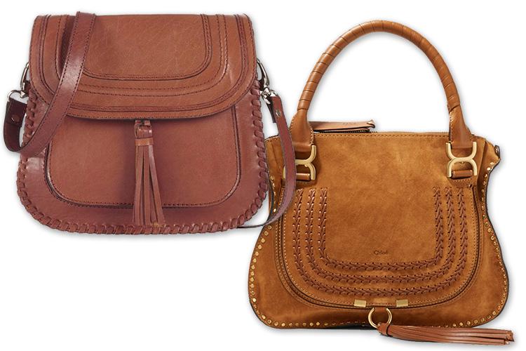  Swap the £1,495 Chloe Marcie medium suede tote bag, right, for the £55 Leather Cross Body bag, left, at kaleidoscope.co.uk