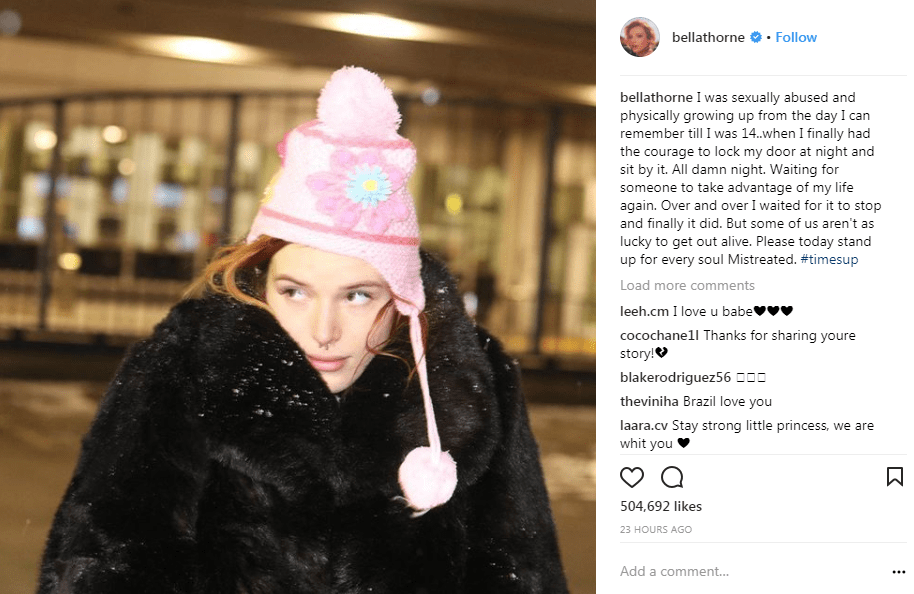  Bella Thorne revealed she was sexually abused until the age of 14 in an emotional Instagram post