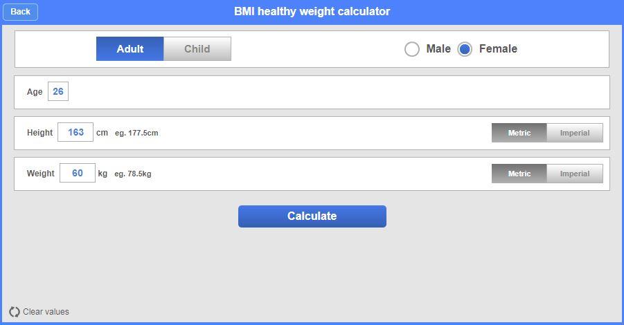  The calculator uses your age, height and weight to calculate your BMI