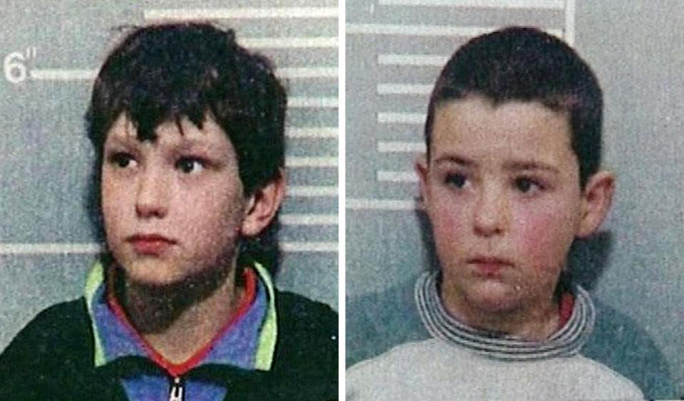  Jon Venables, left, and Robert Thompson, right, both 10, were caught on CCTV leading James away from his mother