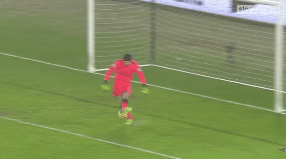  Petr Cech scuffed his clearance and passed straight to Jordan Ayew