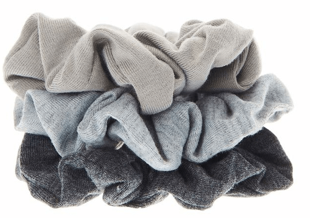 These cool grey scrunchies come in a range of muted tones