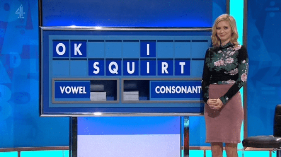  Rachel Riley spelled out the phrase 'OK I Squirt' on today's Countdown