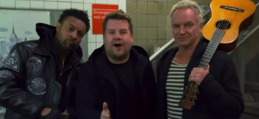  Shaggy, James and Sting teamed up to try and bring some cheer to locals riding the subway