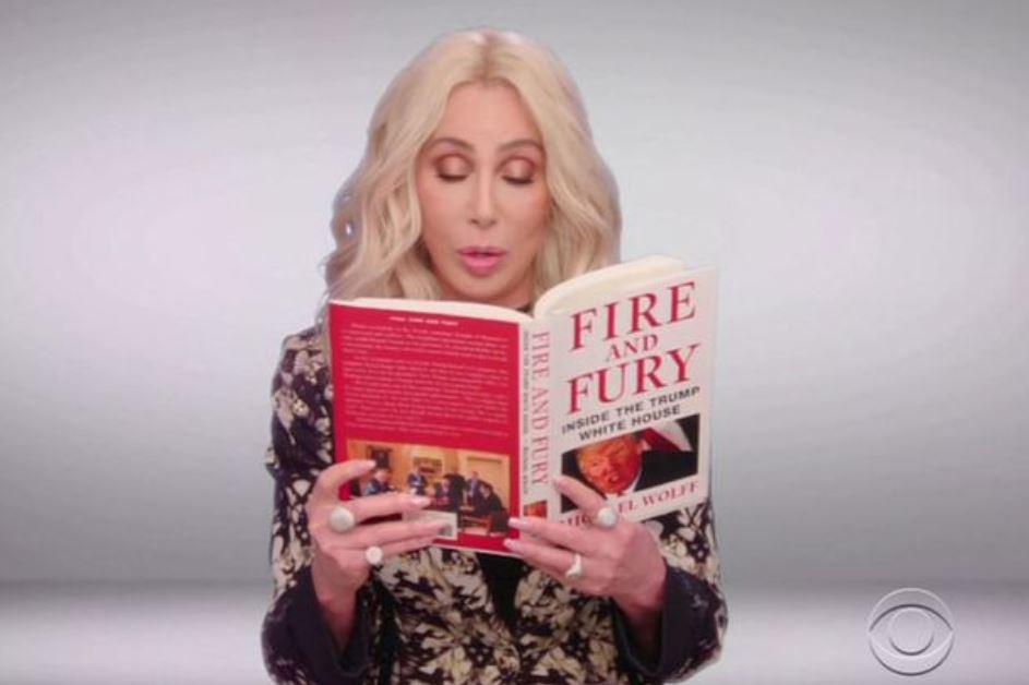  Cher appears in the sketch, reading from the bombshell book