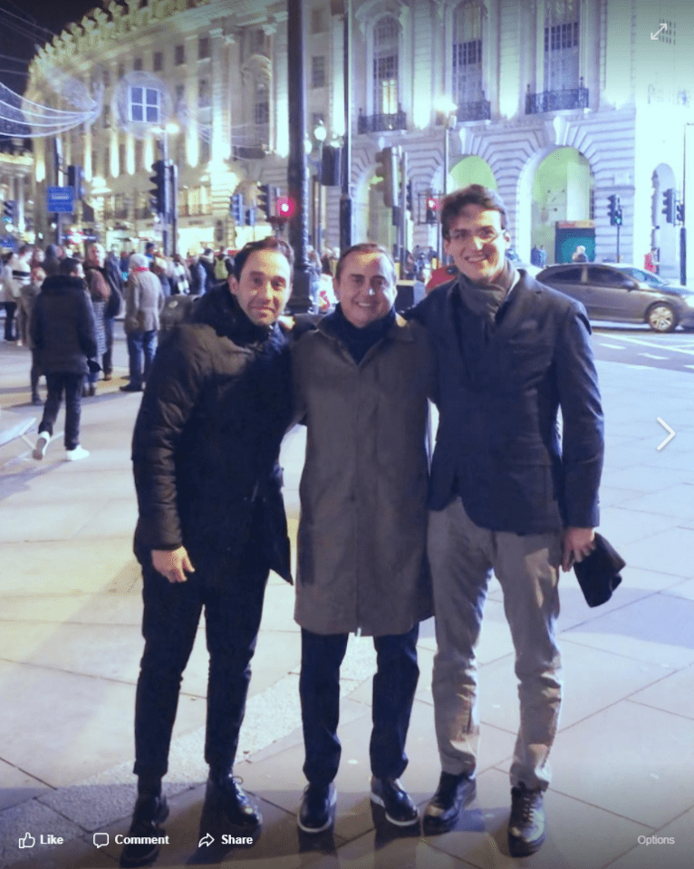 Malcom's agent Leonardo Cornacini, left, posted this teasing picture of himself in London to Facebook