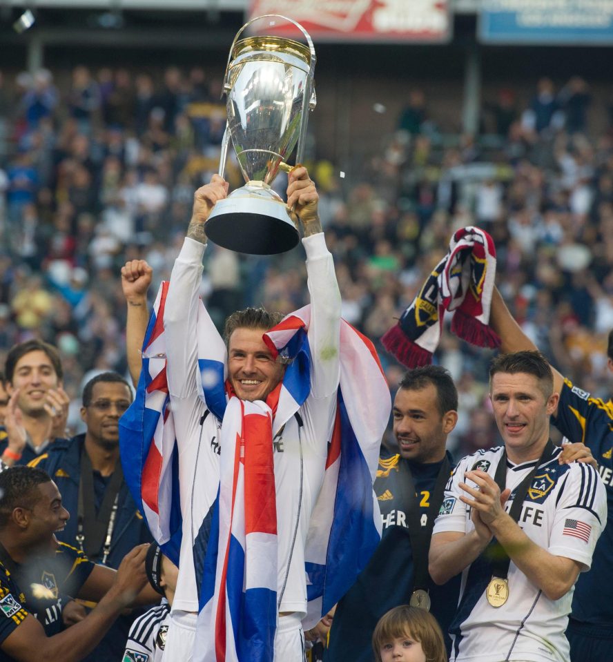  Beckham celebrates winning the MLS Cup in 2012