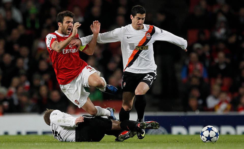  Henrikh Mkhitaryan in action against Arsenal for Shakhtar Donetsk in 2010