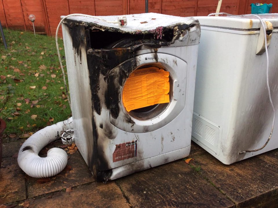  A tumble dryer which burst into flames in Southampton, just days before it was revealed that millions of the appliances would be recalled