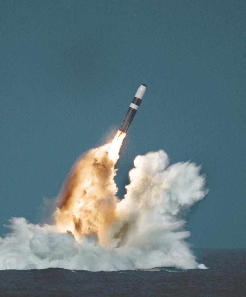  A Trident ballistic missile is deployed from a submarine