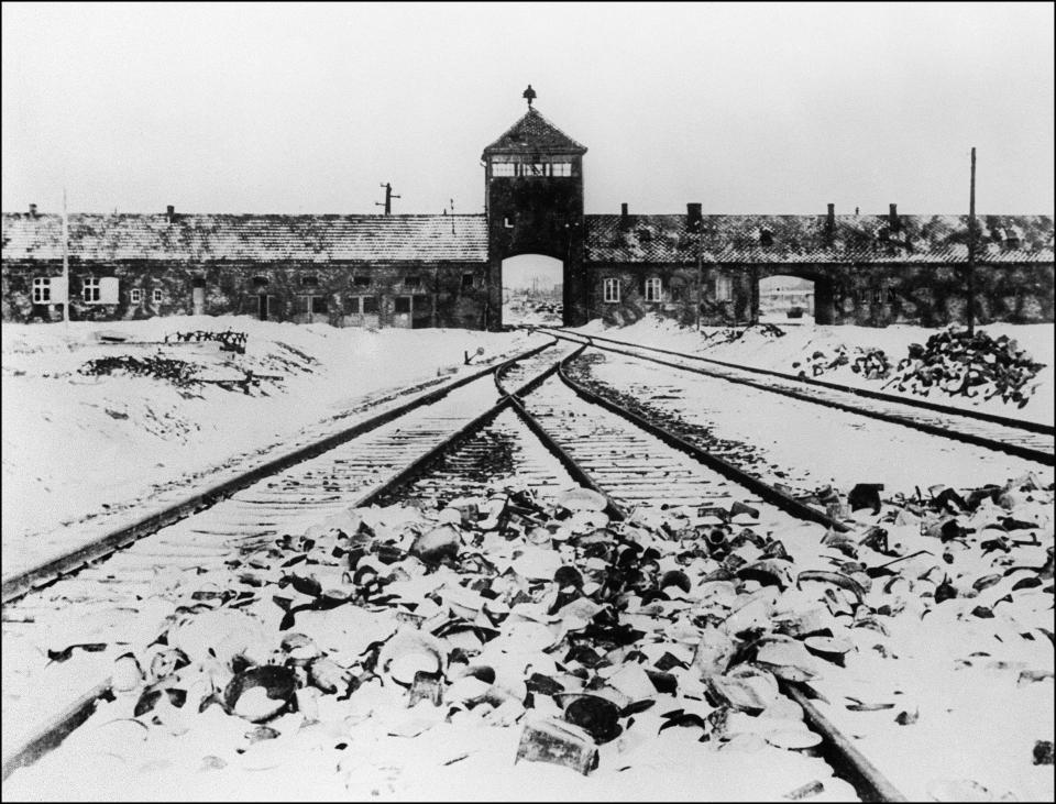  Aushcwitz II-Birkenau main entrance, where prisoners arrived in heavily overcrowded trains