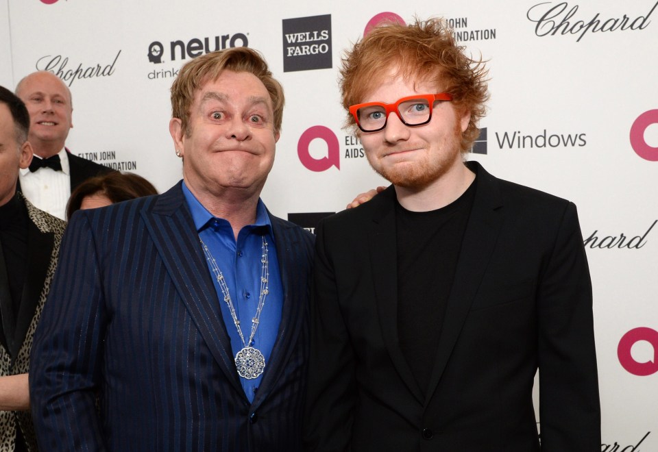 Elton John and Ed Sheeran goof around