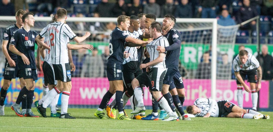  Falkirk player Declan McManus was one of two men sent off when the teams met in November