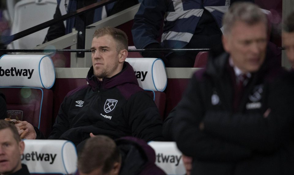  Joe Hart is having to sit on the bench for West Ham