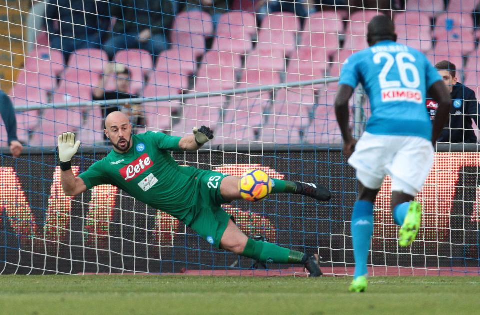 Napoli keeper Pepe Reina spent nine years in the Premier League with Liverpool 