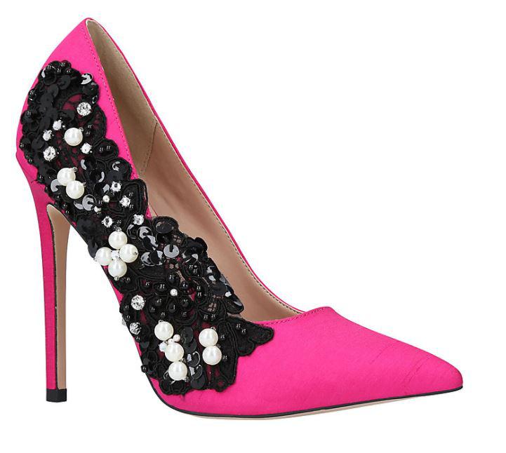  Channel Carrie Bradshaw in these sequin embellished hot pink heels. They have been slashed from £140 to £29 - a saving of 79 per cent