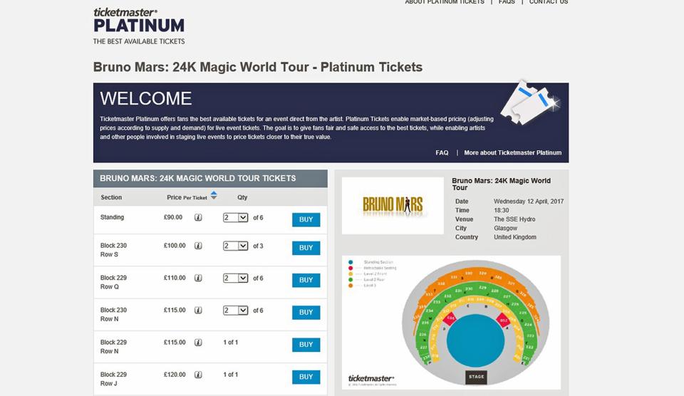  The company’s website claimed that Ticketmaster Platinum "offers fans the best available tickets for an event direct from the artist"