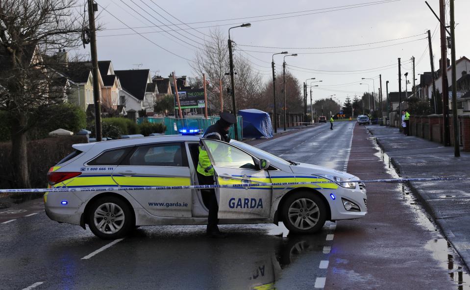  Irish police at the scene of a fatal stabbing in Dundalk which is being investigated for terror links