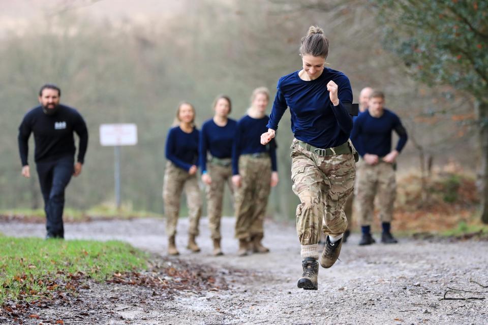 Former SAS hardman Ant Middleton shouts at Amy during run