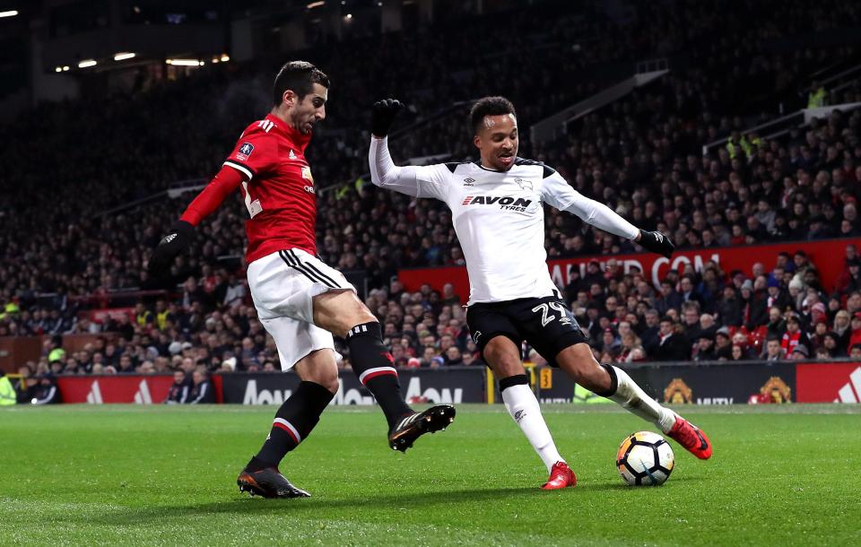  Henrikh Mkhitaryan has endured a nightmare against Derby