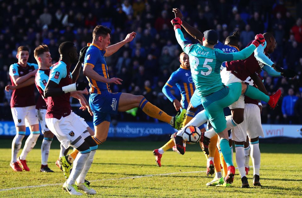 Joe Hart was the busier keeper as Shrewsbury piled on the pressure on the Hammers