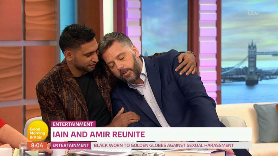  Amir Khan and Iain Lee hugged and made up during an appearance on Good Morning Britain today